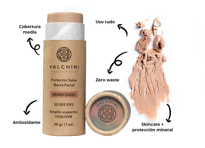 Barra Protector Solar Mineral Facial con color SPF 30